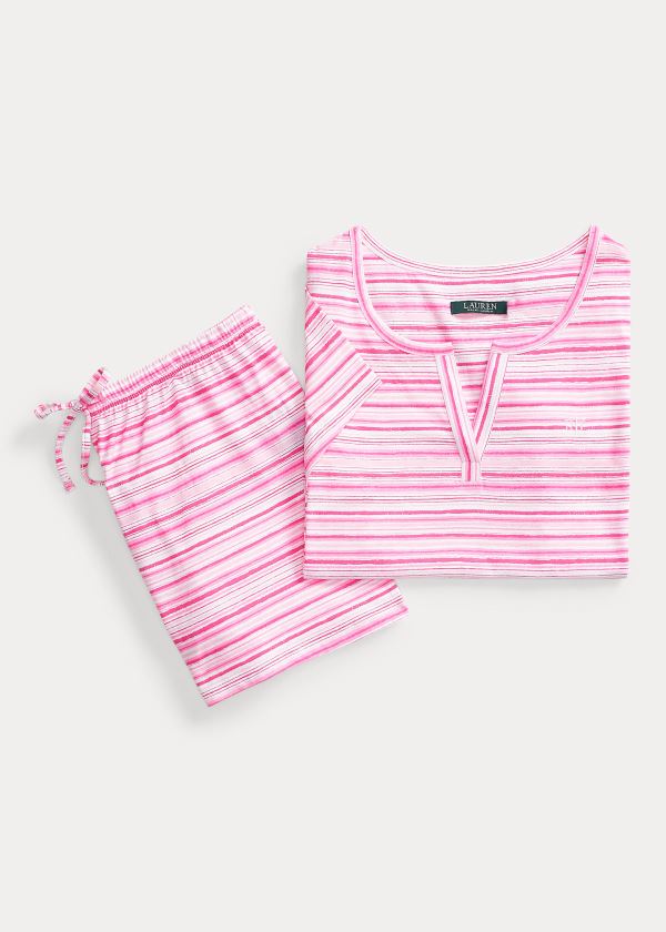 Conjunto Pijama Ralph Lauren Mujer Rosas Rayas - Striped Cotton Boxer - CPJUG3407